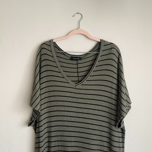 Kaitlyn Boutique / Navy Green & Black Stripe Oversized Midi Dress - Picture 2 of 7